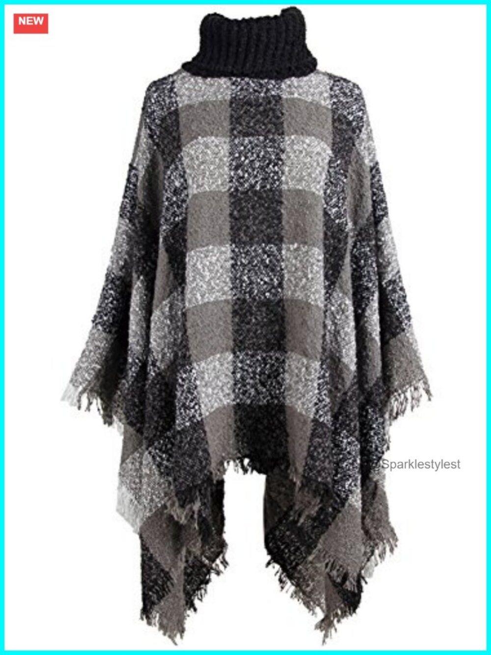 Cotton Blend Knit Poncho Sweater Cape Pullover Shawl Wrap Tassels